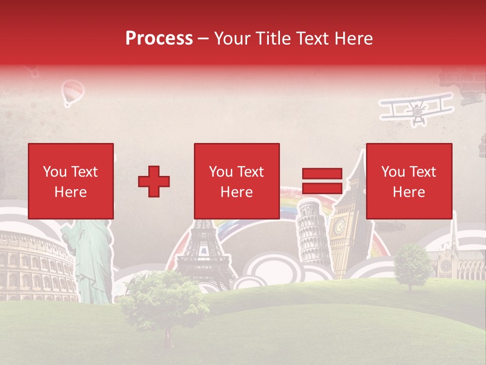 A Picture Of The Statue Of Liberty, The Eiffel Tower, And The PowerPoint Template