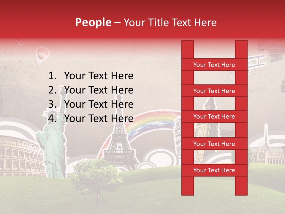 A Picture Of The Statue Of Liberty, The Eiffel Tower, And The PowerPoint Template