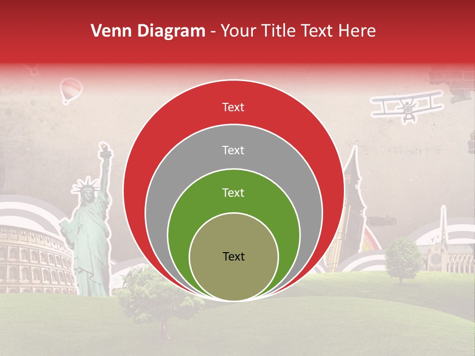 A Picture Of The Statue Of Liberty, The Eiffel Tower, And The PowerPoint Template
