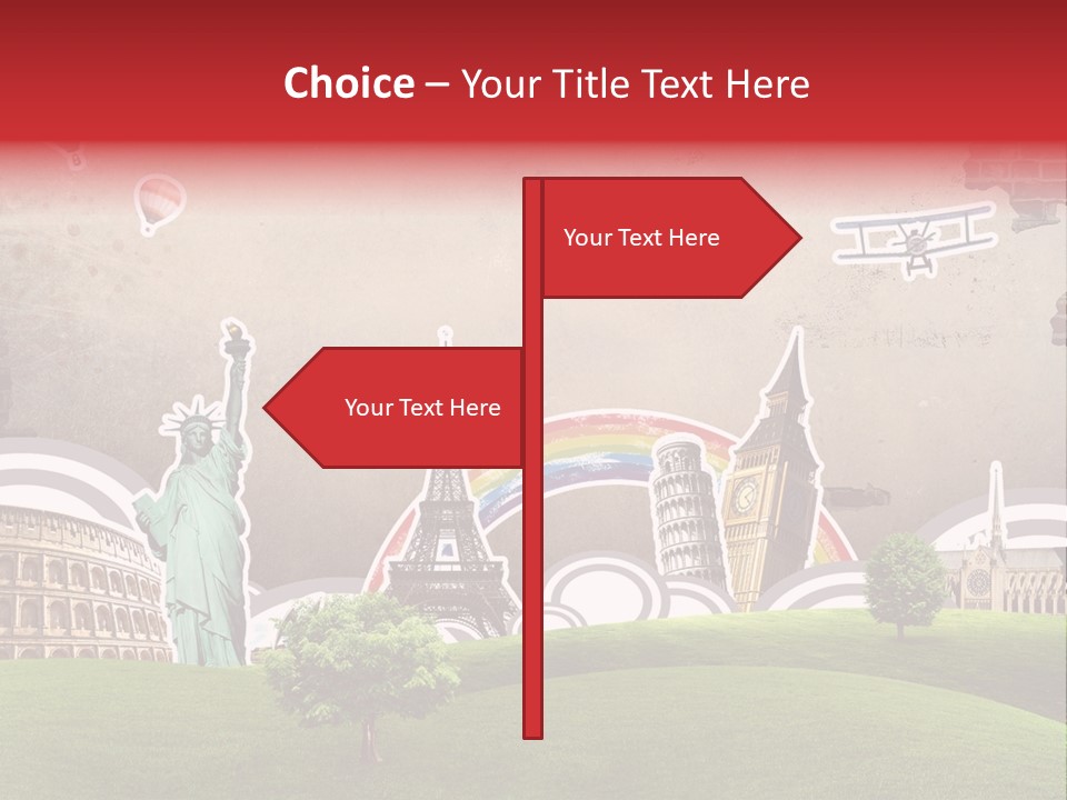 A Picture Of The Statue Of Liberty, The Eiffel Tower, And The PowerPoint Template