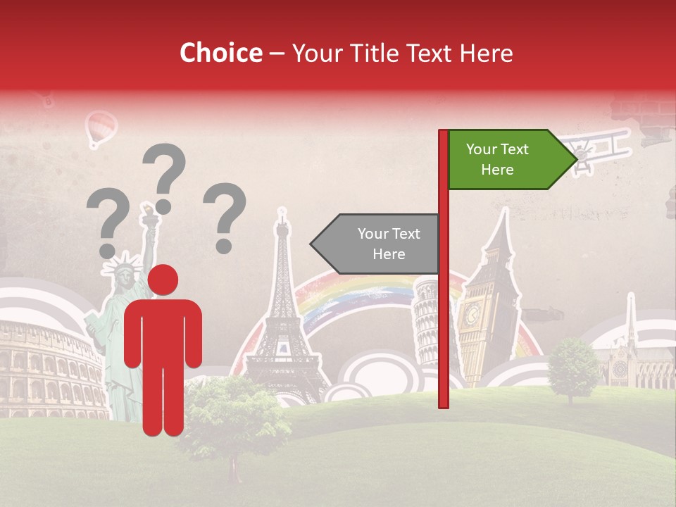 A Picture Of The Statue Of Liberty, The Eiffel Tower, And The PowerPoint Template