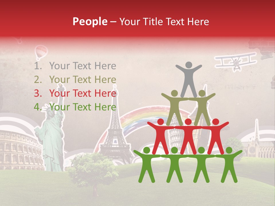 A Picture Of The Statue Of Liberty, The Eiffel Tower, And The PowerPoint Template