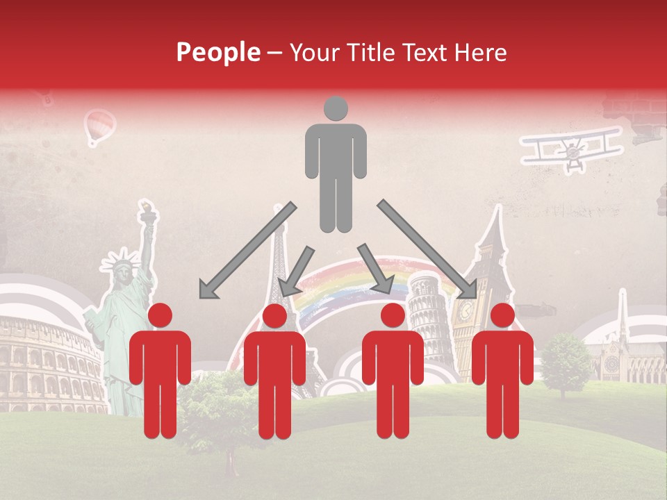 A Picture Of The Statue Of Liberty, The Eiffel Tower, And The PowerPoint Template