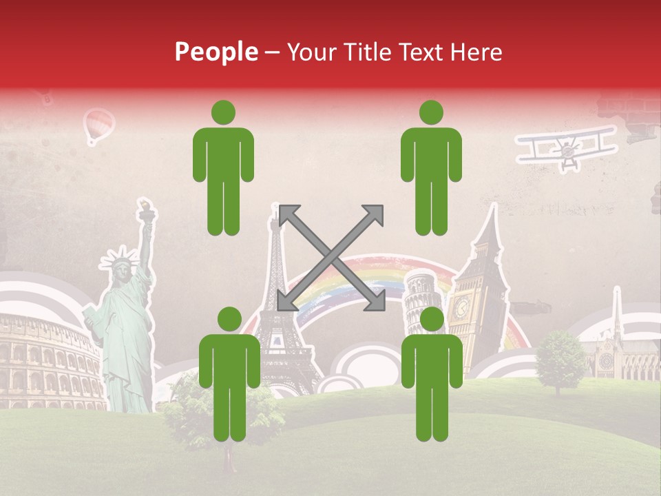 A Picture Of The Statue Of Liberty, The Eiffel Tower, And The PowerPoint Template