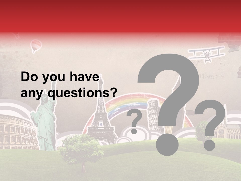 A Picture Of The Statue Of Liberty, The Eiffel Tower, And The PowerPoint Template