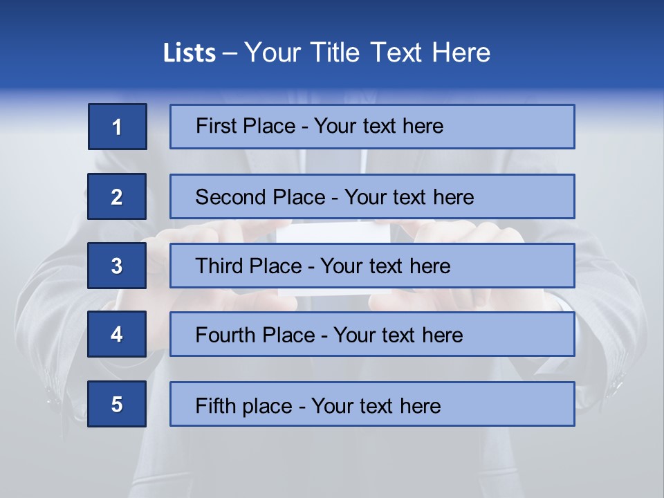 A Man In A Suit Holding A Business Card PowerPoint Template