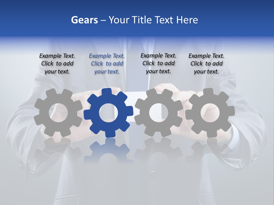 A Man In A Suit Holding A Business Card PowerPoint Template