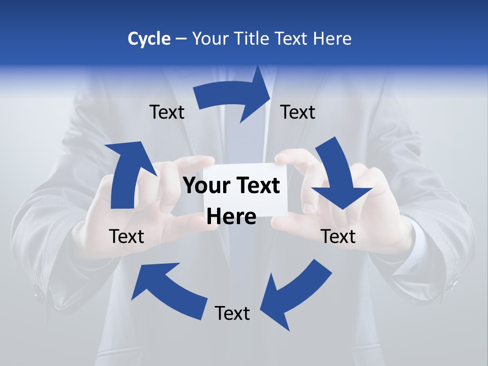 A Man In A Suit Holding A Business Card PowerPoint Template