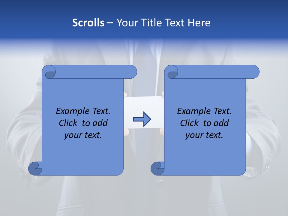 A Man In A Suit Holding A Business Card PowerPoint Template