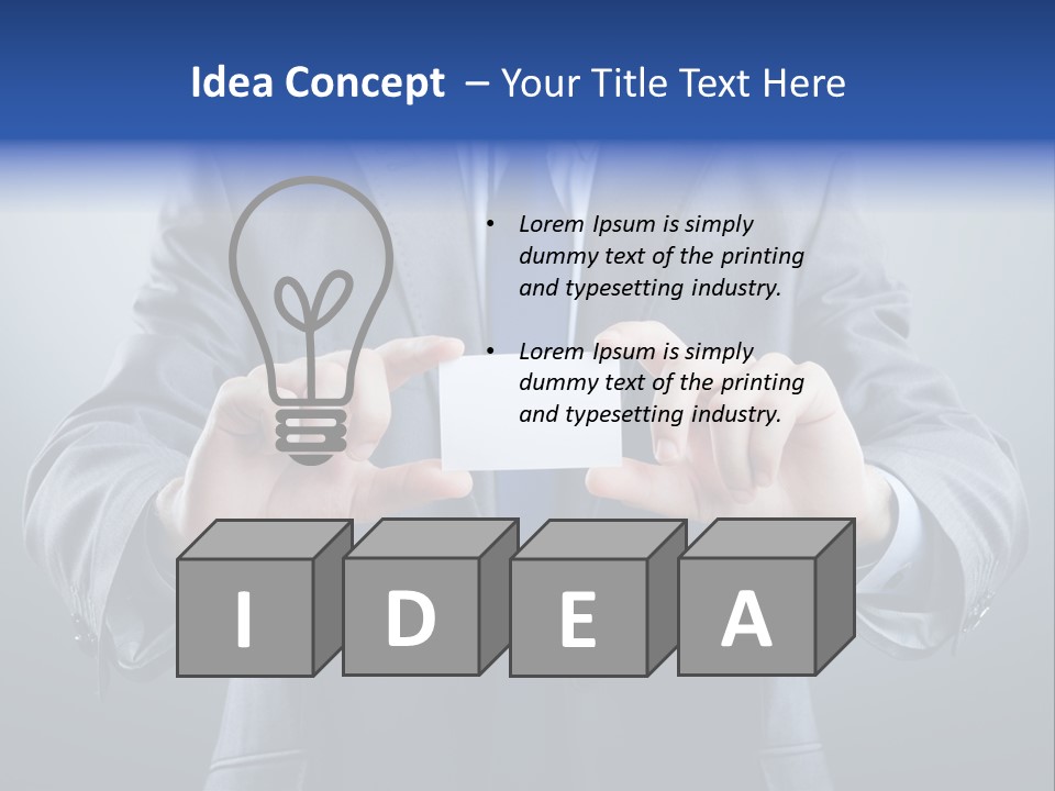 A Man In A Suit Holding A Business Card PowerPoint Template