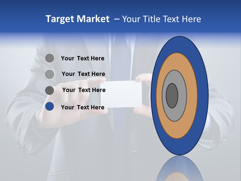 A Man In A Suit Holding A Business Card PowerPoint Template