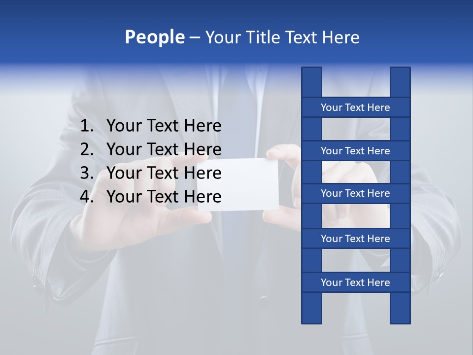 A Man In A Suit Holding A Business Card PowerPoint Template