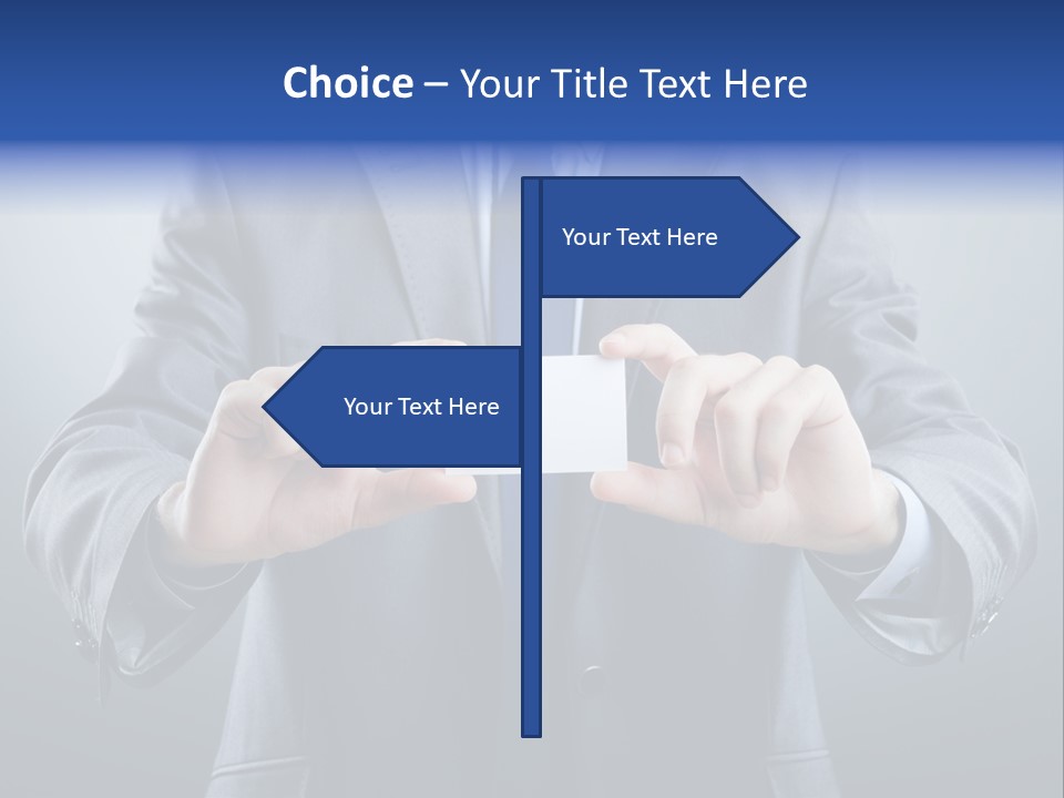 A Man In A Suit Holding A Business Card PowerPoint Template