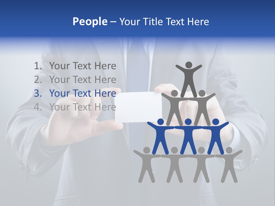 A Man In A Suit Holding A Business Card PowerPoint Template