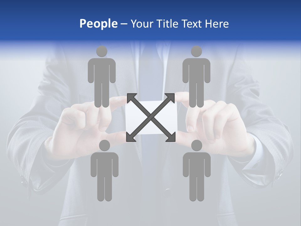 A Man In A Suit Holding A Business Card PowerPoint Template