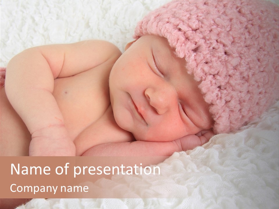 Baby Girl Asleep Knitted PowerPoint Template