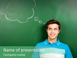 Happy Toothy Looking Up PowerPoint Template