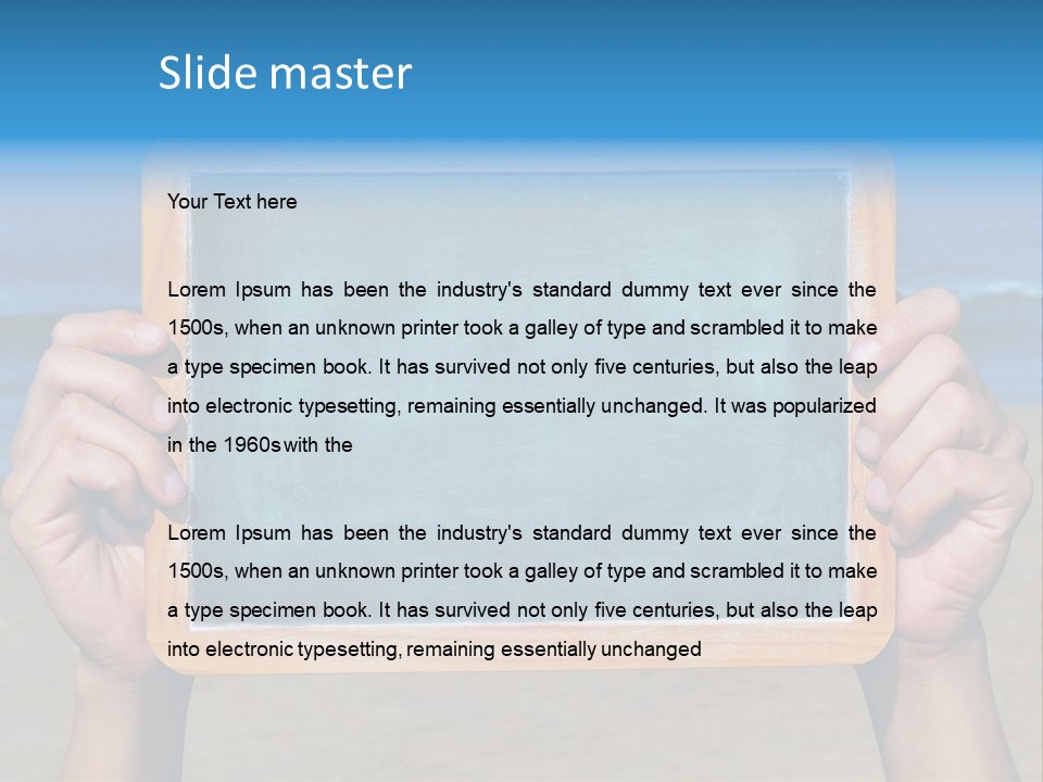 Blackboard Sign Beach PowerPoint Template