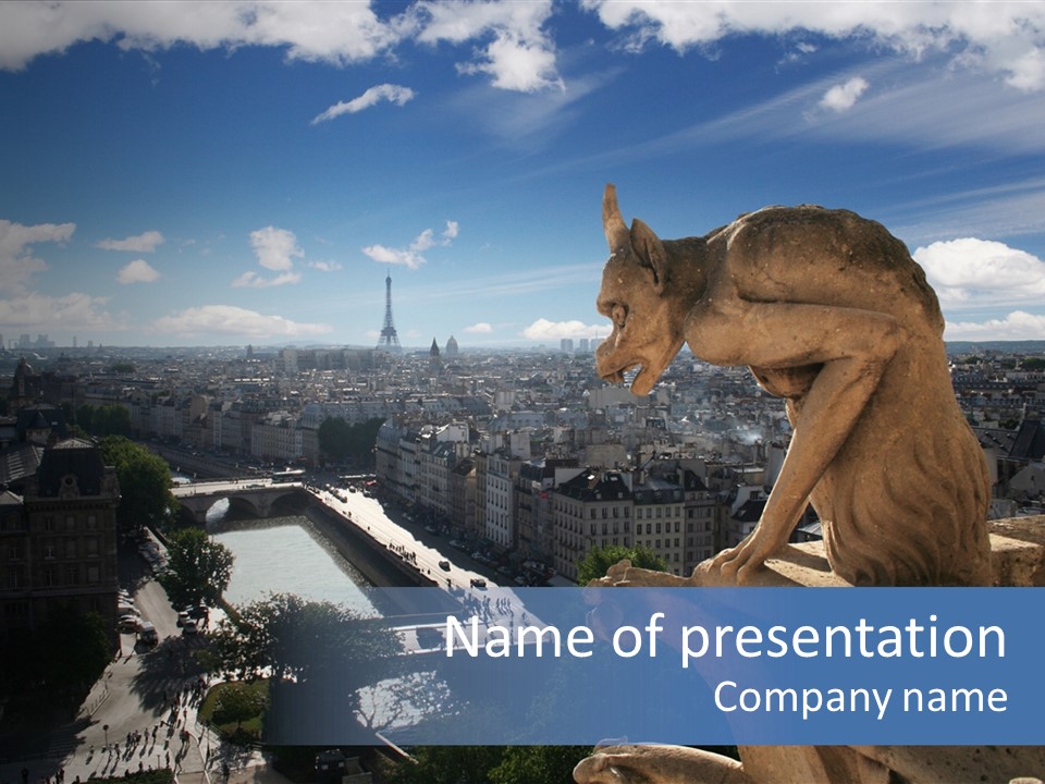 City Gargoyle Dame PowerPoint Template