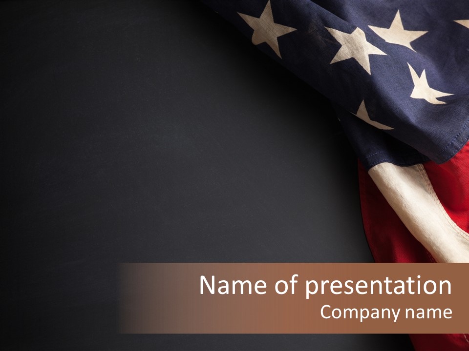 Space For Text Black Us Flag PowerPoint Template