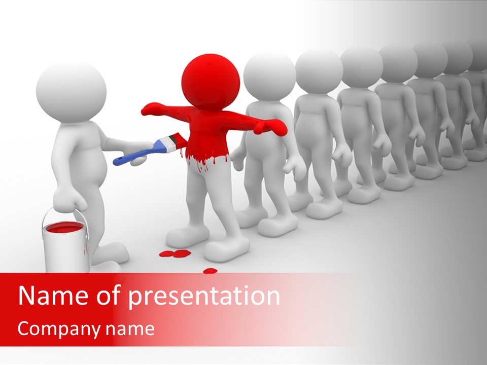 A Group Of People Standing In A Line With Paint On Them PowerPoint Template