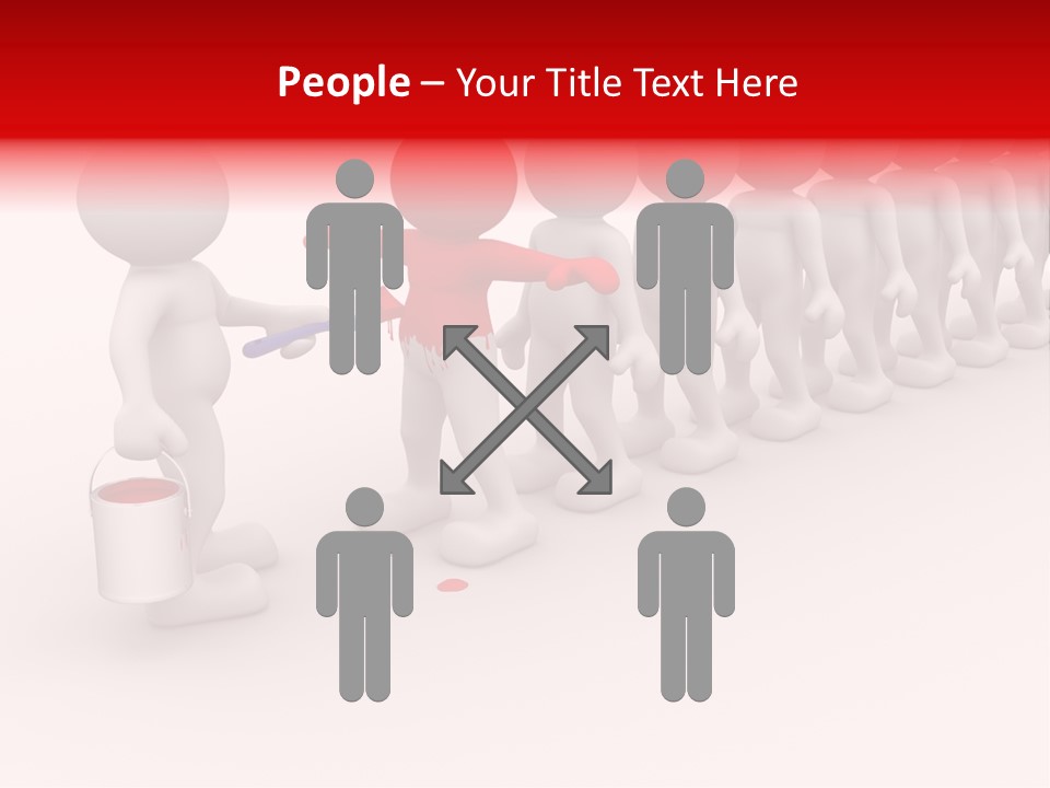 A Group Of People Standing In A Line With Paint On Them PowerPoint Template