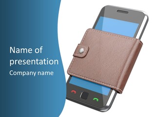 A Cell Phone With A Wallet On It PowerPoint Template