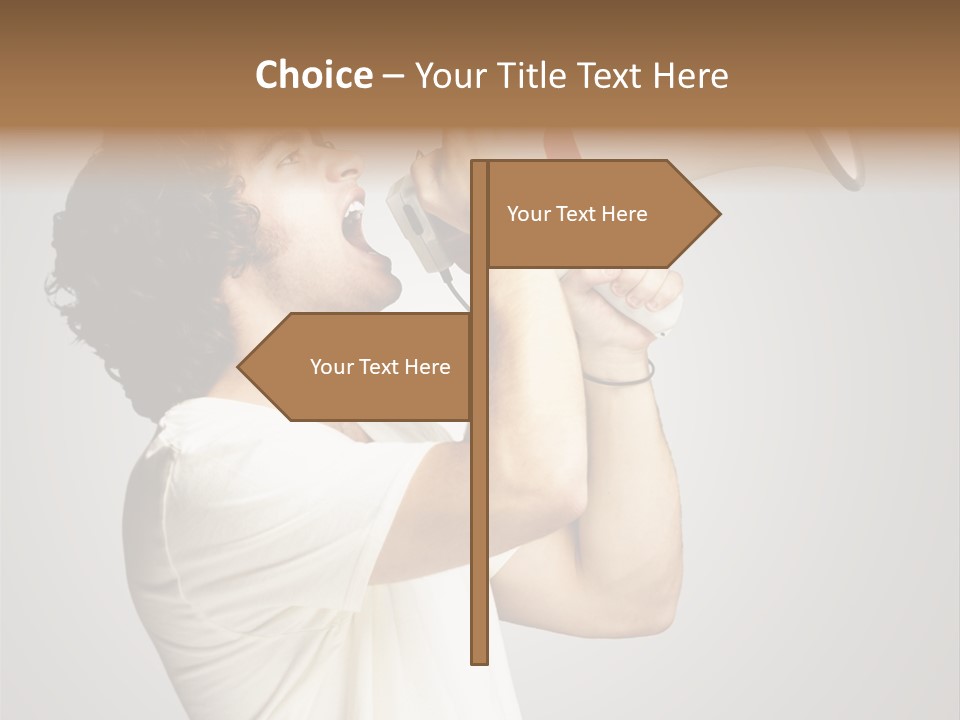 Person Megaphone Amplifier PowerPoint Template