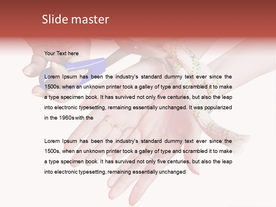 A Group Of Hands Holding A Blue Pair Of Scissors PowerPoint Template