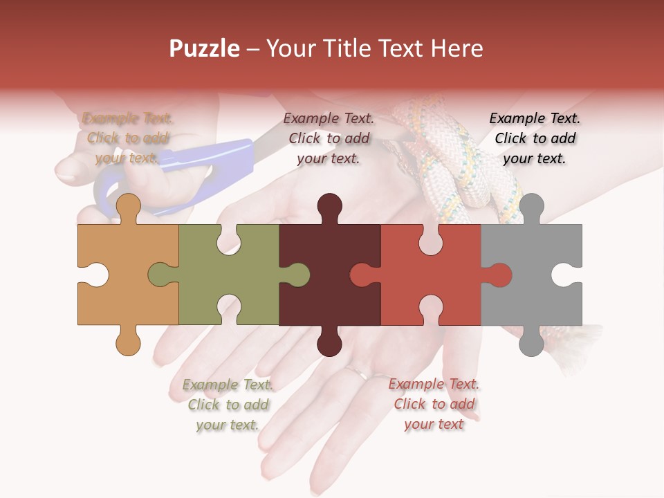 A Group Of Hands Holding A Blue Pair Of Scissors PowerPoint Template