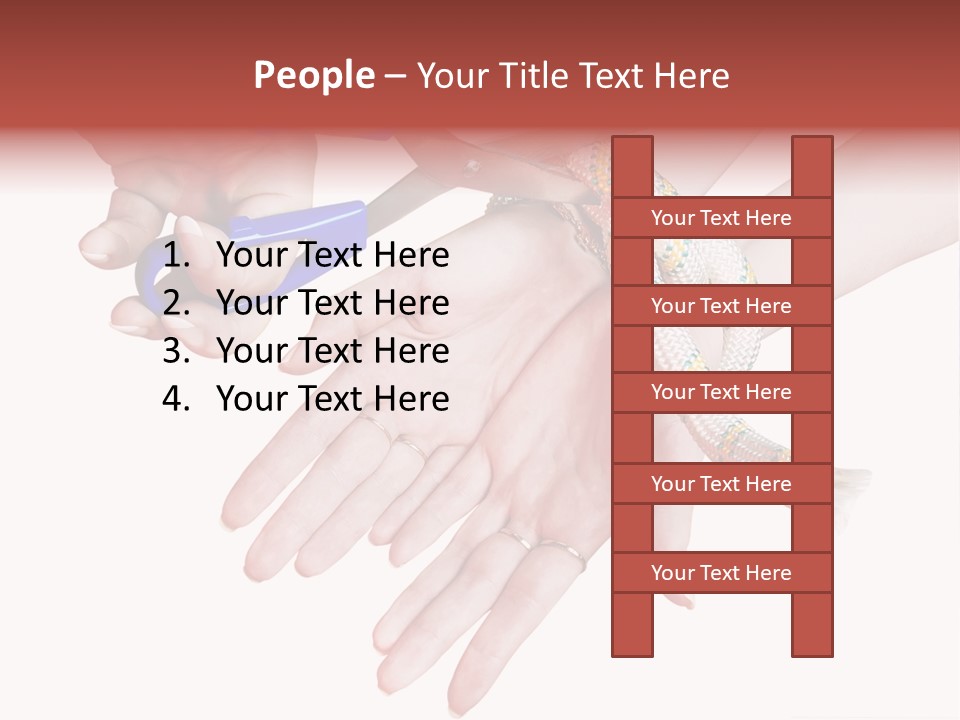 A Group Of Hands Holding A Blue Pair Of Scissors PowerPoint Template