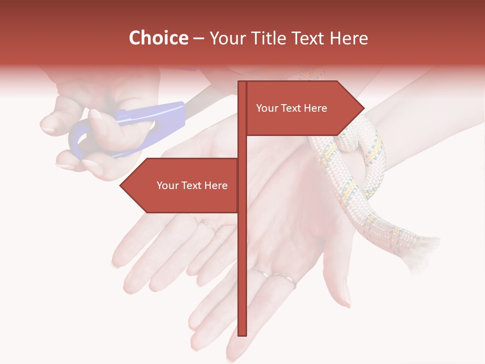 A Group Of Hands Holding A Blue Pair Of Scissors PowerPoint Template