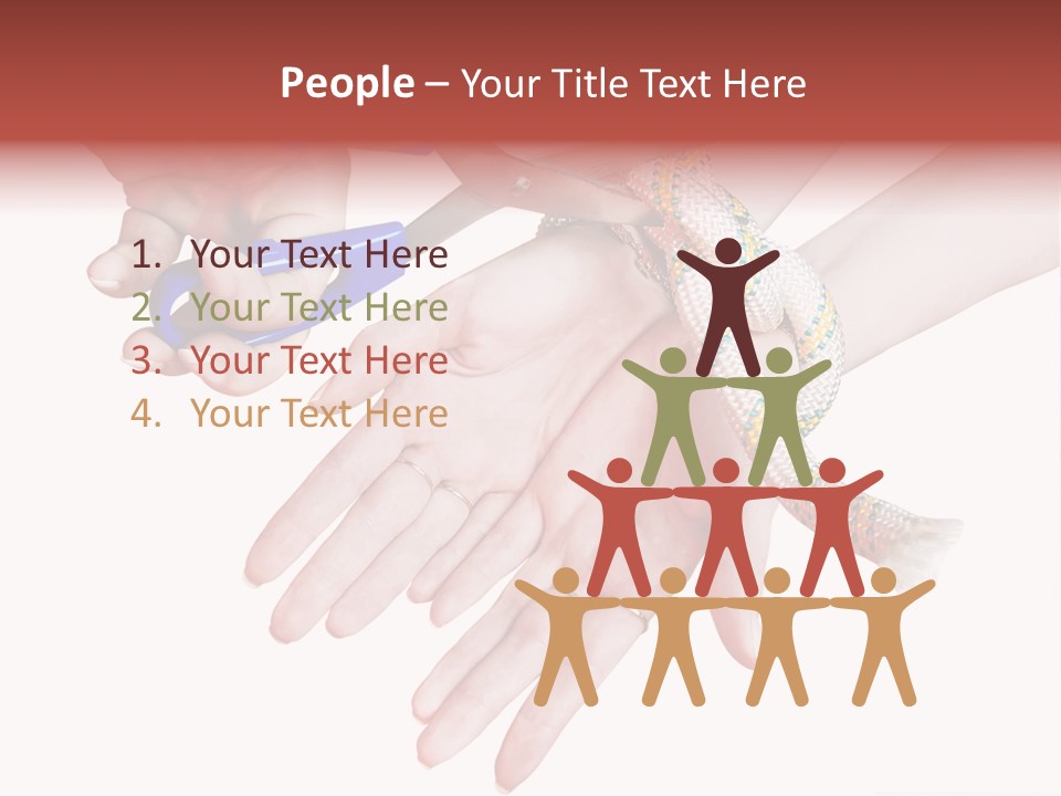 A Group Of Hands Holding A Blue Pair Of Scissors PowerPoint Template