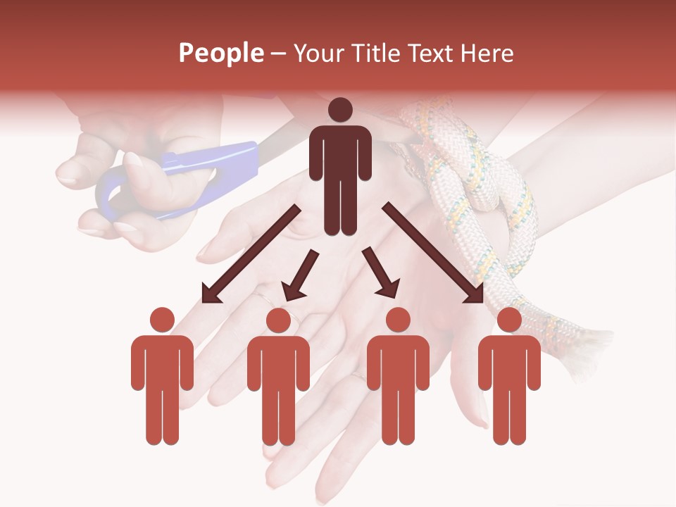 A Group Of Hands Holding A Blue Pair Of Scissors PowerPoint Template