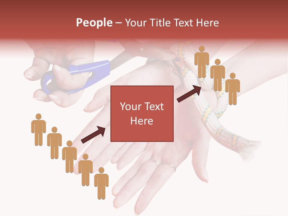 A Group Of Hands Holding A Blue Pair Of Scissors PowerPoint Template