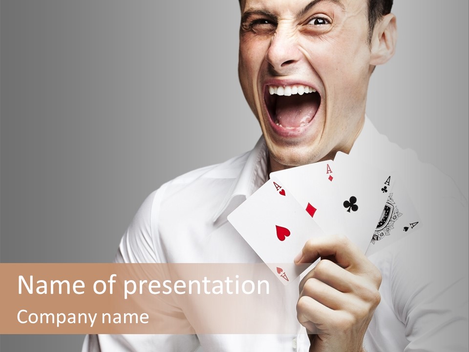 Grey Person Gamble PowerPoint Template