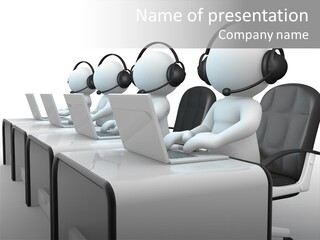 Businessman Headset White PowerPoint Template