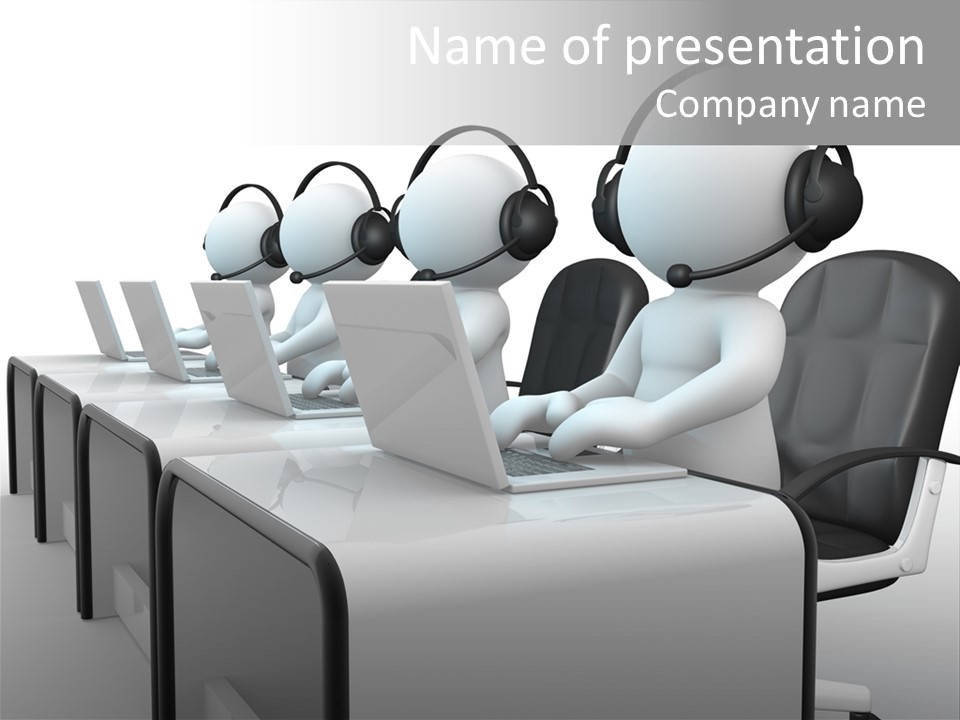 Businessman Headset White PowerPoint Template