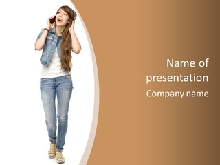 Cheering Denim Carefree PowerPoint Template