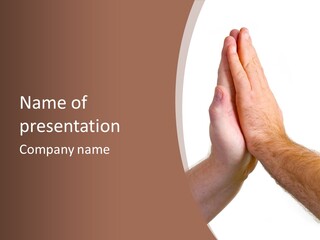 Two Hands Holding Each Other With A Brown Background PowerPoint Template