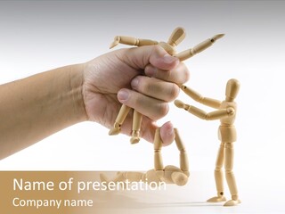 Wooden Doll Hold PowerPoint Template