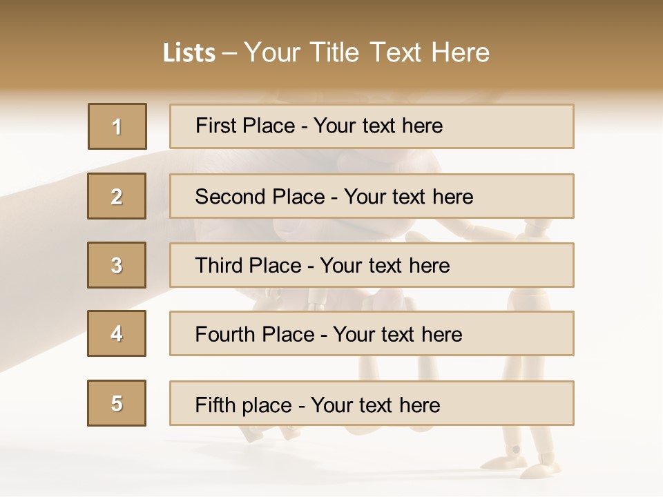 Wooden Doll Hold PowerPoint Template