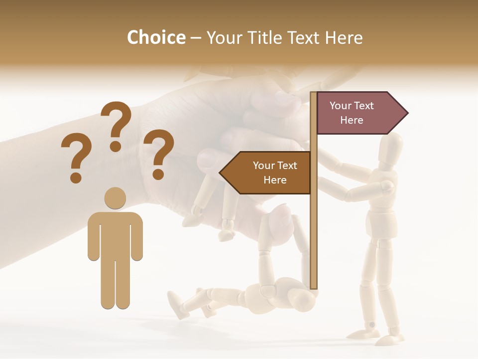 Wooden Doll Hold PowerPoint Template