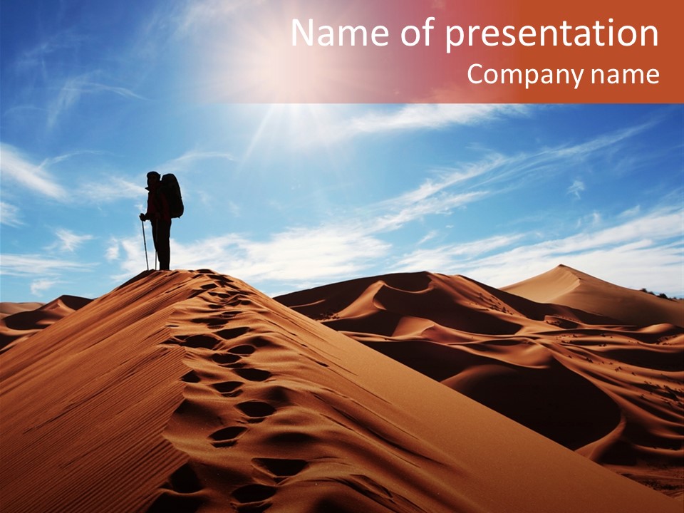 Lonely Sahara Hiker PowerPoint Template