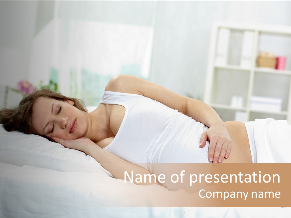 Caucasian Stomach Touching PowerPoint Template