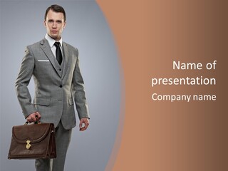 Gray Businessman Gangster PowerPoint Template