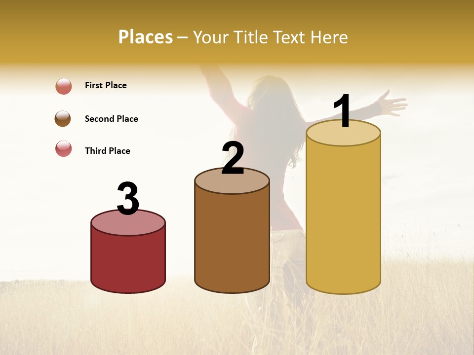 Standing Raised Happiness PowerPoint Template