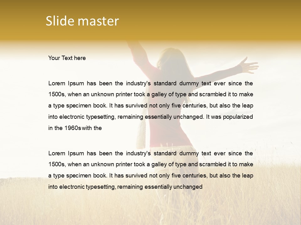 Standing Raised Happiness PowerPoint Template