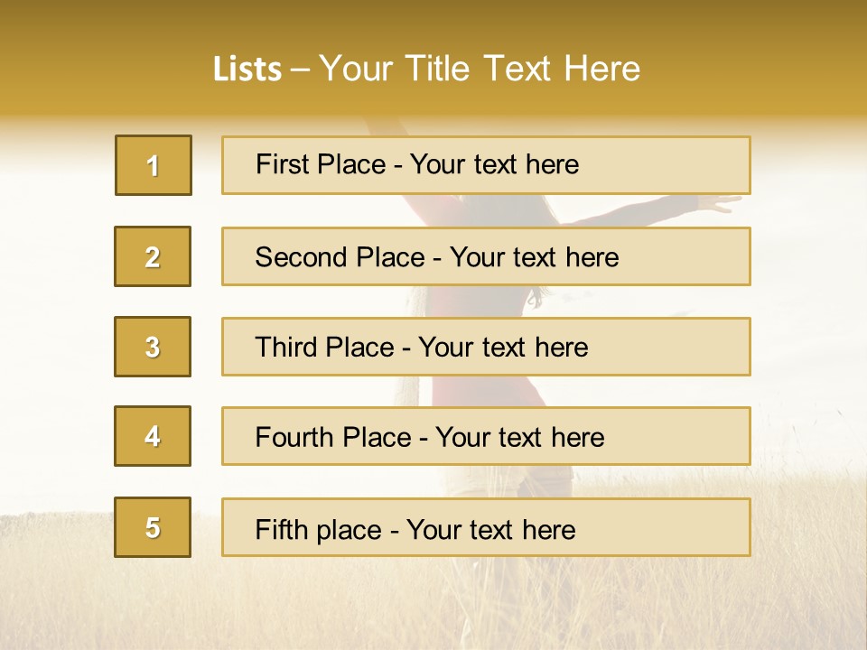 Standing Raised Happiness PowerPoint Template