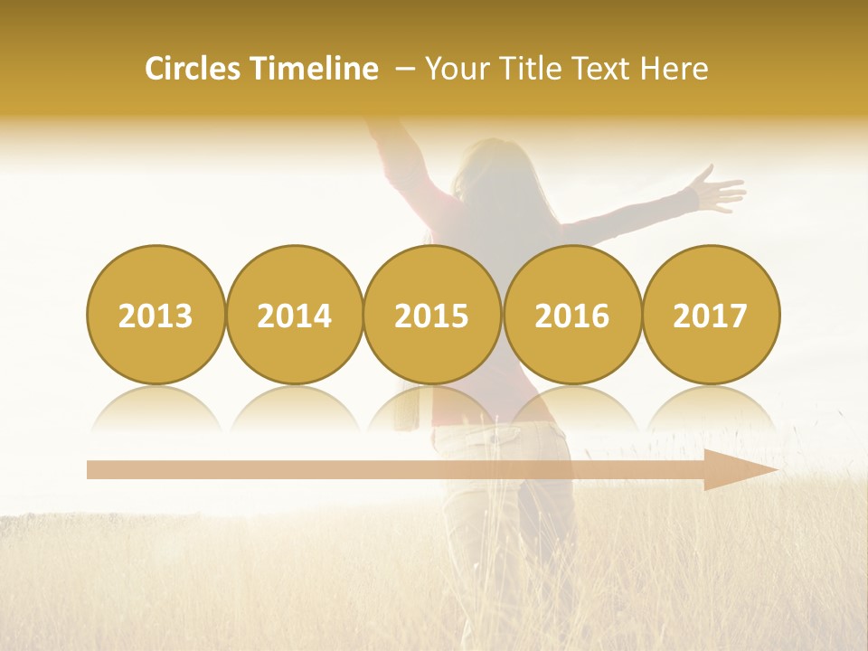 Standing Raised Happiness PowerPoint Template